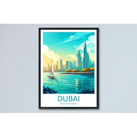 Dubai United Arab Emirates Skyline City Travel Decorative Interior Wall Art Poster