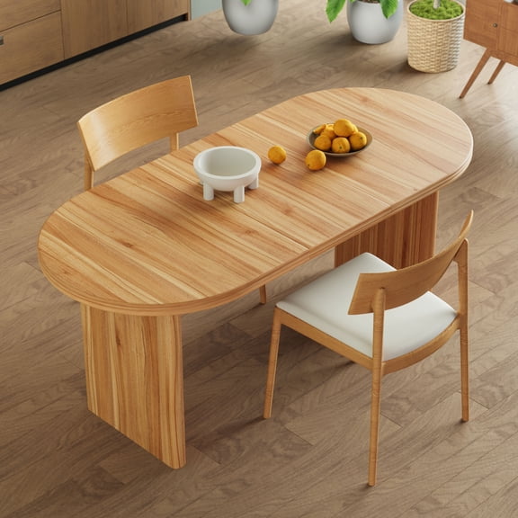 CQSXDA Extendable Dining Table Range 55.12" to 70.87" with Removable Leaves Ideal for Living Areas