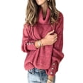thumbnail image 2 of Luiryar Women's Plus Size Turtleneck Tops Loose Pullover Knitted Plain Warm Sweaters, 2 of 3