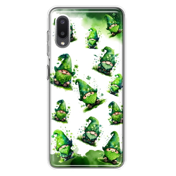 MUNDAZE Samsung Galaxy A02 Shockproof Clear Hybrid Protective Phone Case Gnomes Shamrock Lucky Green Clover St. Patrick Cover