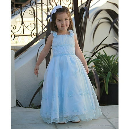 - Angels Garment Blue Criss Cross Tie Back Easter Dress Little Girl 2T-6