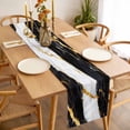 thumbnail image 3 of Black Marble Table Runner - 36 Inch Long, Kitchen Dining Table Runner Dresser Scarves, Luxury Gold White Abstract Cracks Artwork Farmhouse Decor for Coffee Tables Wedding Party Banquet, 3 of 8