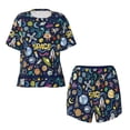 thumbnail image 4 of Picia Colorful Space Pajamas Sets for Women Soft Short-Sleeved Pjs with Lounge Shorts Two Piece Sleepwear-Medium, 4 of 9