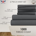 thumbnail image 2 of 6PC Bedding Set- 100% Organic Cotton Bed Sheet Set 1000 Thread Count, 18" EXTRA DEEP POCKET, Crisp and Cooling Sateen Weave, Eco-Friendly - Dark Grey, Full, 2 of 7