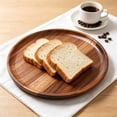 thumbnail image 5 of Twfbrm Round Solid Wood Serving Tray, 12 Inch Large Decorative Tea Tray with Walnut Finish Coffee Table Tray, Non-Slip Breakfast Tray for Tea, Coffee, Snack Food, Meals, 5 of 5