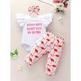 thumbnail image 2 of Dooleck Newborn Baby Girl Outfits Flamingo Baby Clothes White Onesies Pants Sets, 2 of 6