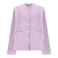 thumbnail image 5 of Women's Fleece Bed Jacket Soft Long Sleeve Button Front Fuzzy Jacket Pajama Tops Plush Sleepwear Winter Loungewear Coat with Pockets, 5 of 5