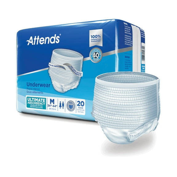 Attends Advanced Disposable Underwear Pull On with Tear Away Seams Medium, APP0720, Heavy, 80 Ct