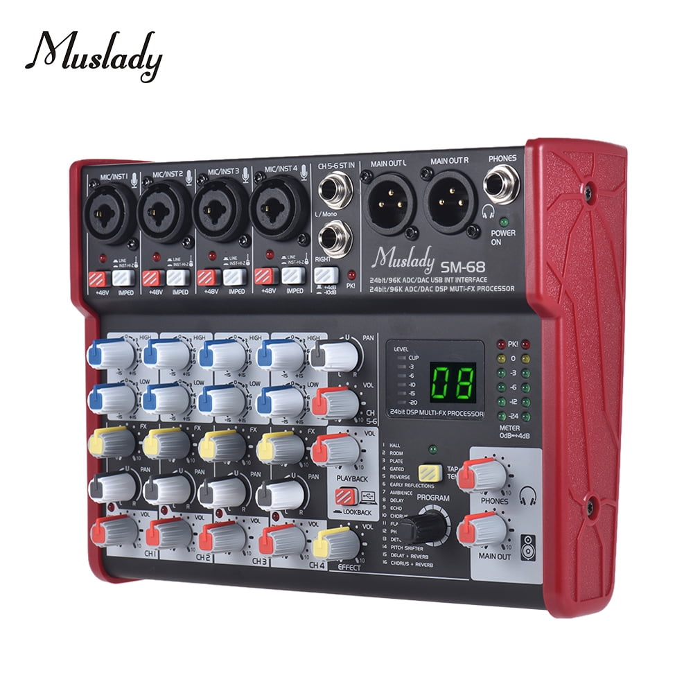 48V phantom power DC 5V Power Supply for Computer Smartphone With USB Cable Muslady 222A 2-Channel USB Audio System Interface External Sound Card