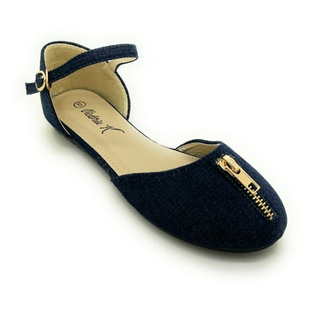 

Victoria K. Women s Denim Zipper Flat