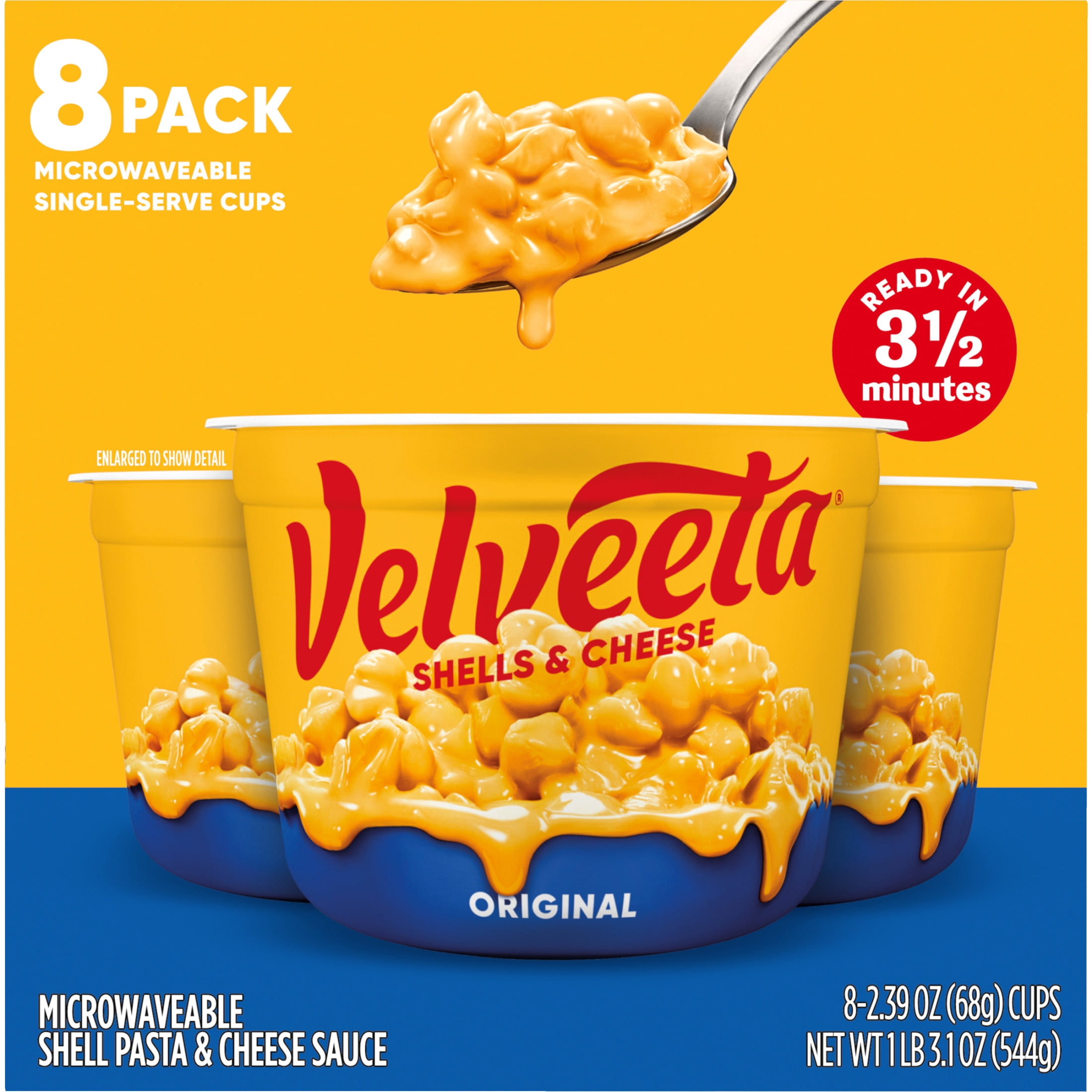 (2 pack) Velveeta Shells and Cheese Mac and Cheese, 8 Cups, for Easy Snacks or Dinner Sides, Original Flavor, 2.39 oz