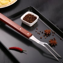 RENACLIPY Large Serving Forks with Brown Wood Handle and Stainless Steel for Family Barbecue and Outdoor Cooking