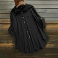 thumbnail image 2 of Npasoilc Tops for Women 2024 Trendy Cotton Linen Long Sleeve Button Down Turn Down Collar Curved Bottom Blouse Solid Color Casual Loose Shirts with Pockets, 2 of 4