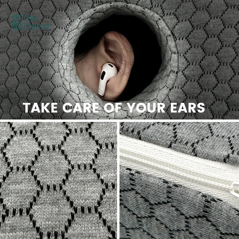 CHARRYARN by TexStead Ear Protection Pillow with Center Hole, Side-Sleeping Pillow, Soft Memory Foam Cushion, Prevents Ear Pressure & Relieves Ear Pain – Breathable & Washable Cover-9*9*2inch-gray
