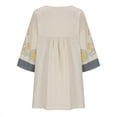 thumbnail image 4 of WXLWZYWL Womens Boho Embroidered Linen Blend Dress Loose Fit V-Neck Vintage Embroidery Babydoll Dress, 4 of 5