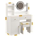 thumbnail image 2 of Alvantor Makeup Vanity Desk with Mirror and Lights, Adjustable Brightness Dressing Table with Cushioned Chair, White, 2 of 8