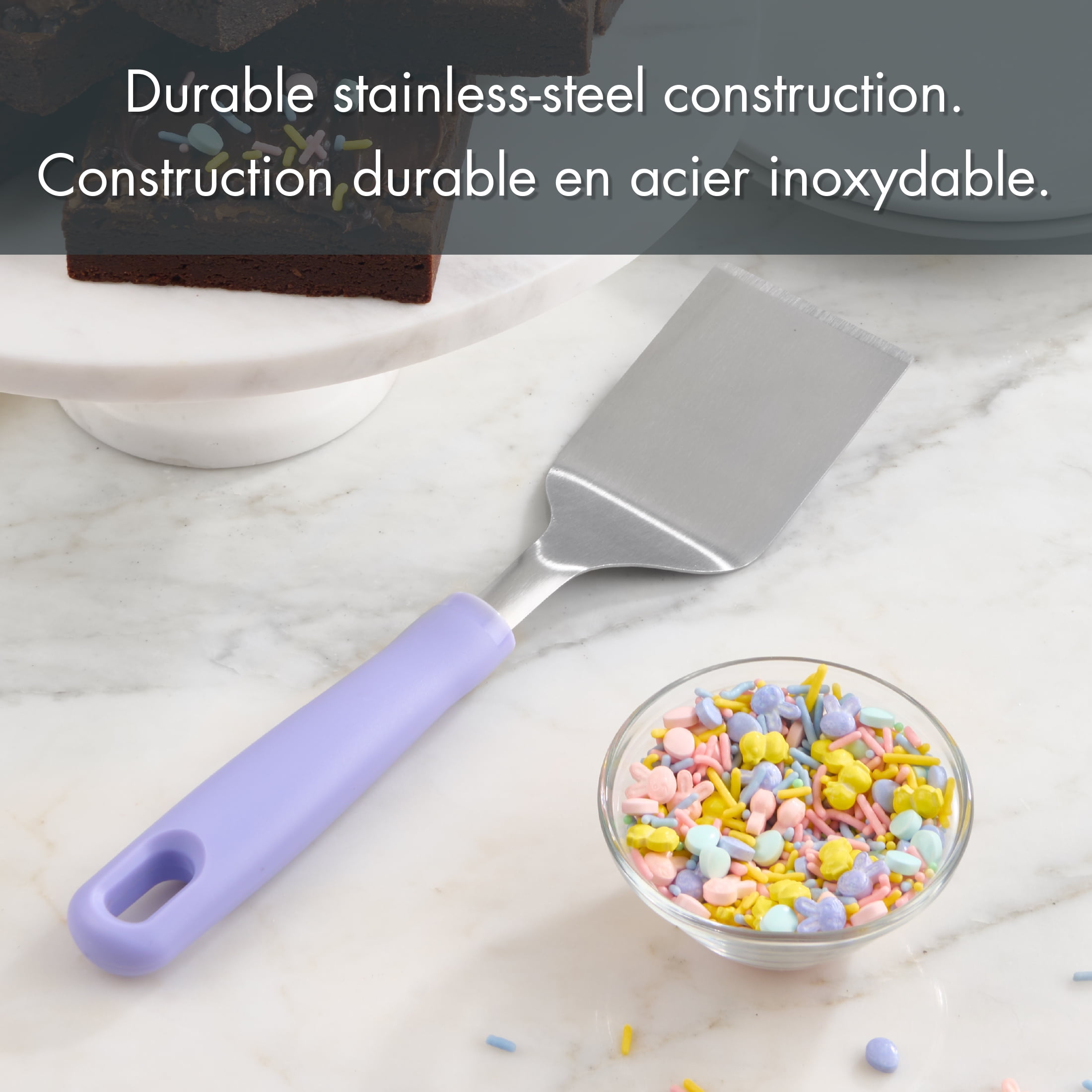 Way to Celebrate Stainless Steel Dessert and Brownie Spatula in Soft Purple, Easter Baking Tool