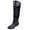 Black, variant on Cowboy Boots for Women,Women Slip-On Square Heel Solid Color High Boots Knee-High Shoes Round Toe Boots