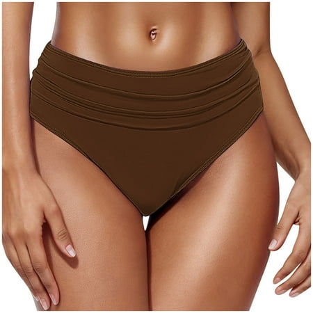 Arnsht Women s High Waisted High Cut Cheeky Thong Bikini Swimsuit Soft Comfort Breathable Bathing Suit Bottoms Coffee XL