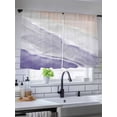 thumbnail image 5 of Purple Gradient Sheer Curtains 45 Inch Long 2 Panels, Sea Waves Sandy Beach Coastal Scenery Light Filtering Rod Pocket Semi Sheer Curtains, Sheer Voile Drapes for Living Room Bedroom, 52"x45", 5 of 5