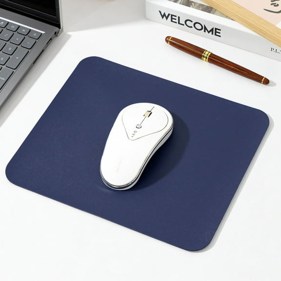 GJX Computer Mouse Pad, Stain-Resistant Leather Mat, Non-Slip Bottom Desk Mouse Pad, Navy