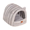 thumbnail image 2 of Cueva con capucha Cama para gatos Tienda para perros Parte inferior antideslizante Cojín autocalentable Casa de mascotas cálida decorativa para dormir gris azul Sunnimix gato de cama, 2 of 8