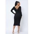 thumbnail image 6 of Long Sleeve Midi Dress With Low V Neck Front And Back With Ruching On Sides And Chest M, 6 of 6