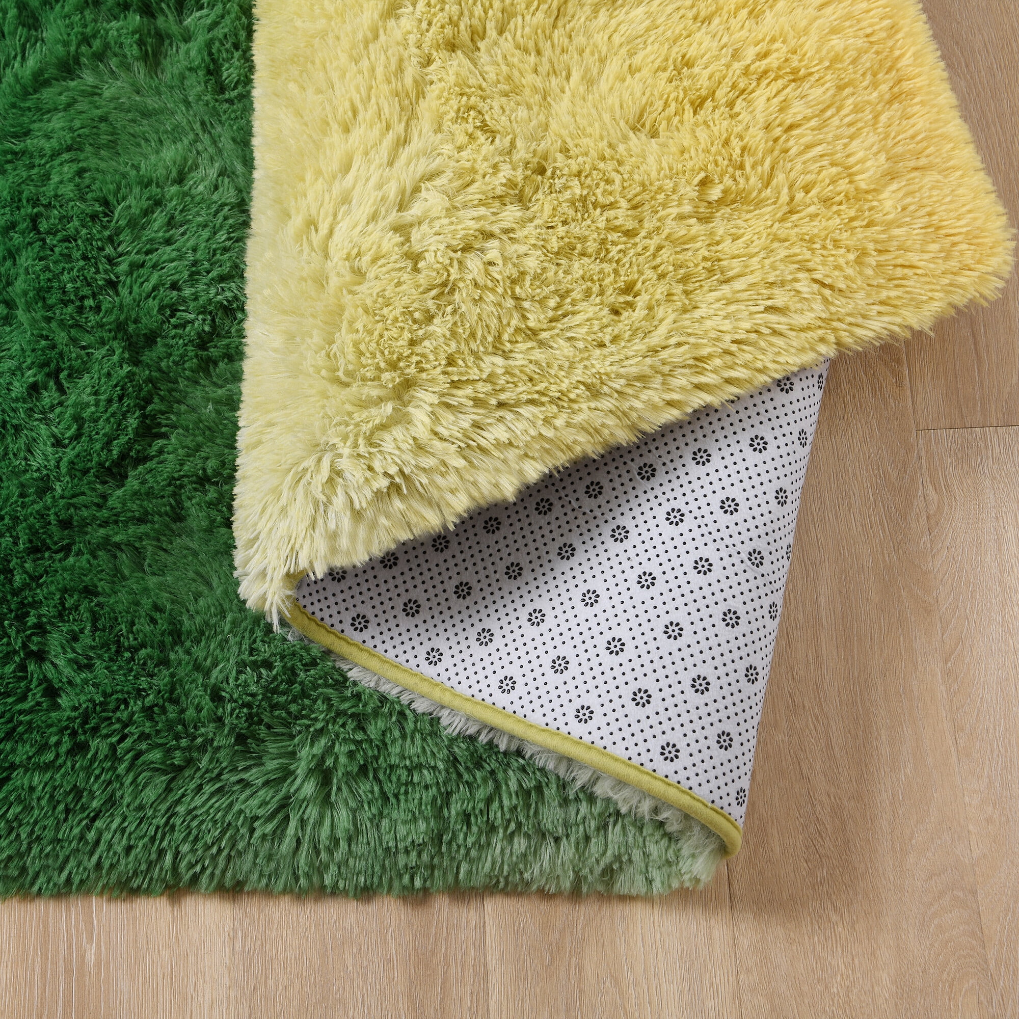 Noahas Fluffy Area Rugs Modern Soft Shaggy Yellow and Green Area Rug, 5' x 8', Anti-Slip Bottom
