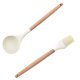 thumbnail image 1 of Juego de utensilios de cocina de 2 piezas: utensilios de cocina de acero inoxidable y silicona con mangos de madera, 1 of 5