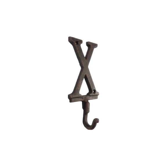 Handcrafted Model Ships K-9056-X-rc 6 x 1 x 3 in. Rustic Copper Cast Iron Letter X Alphabet Wall Hooks