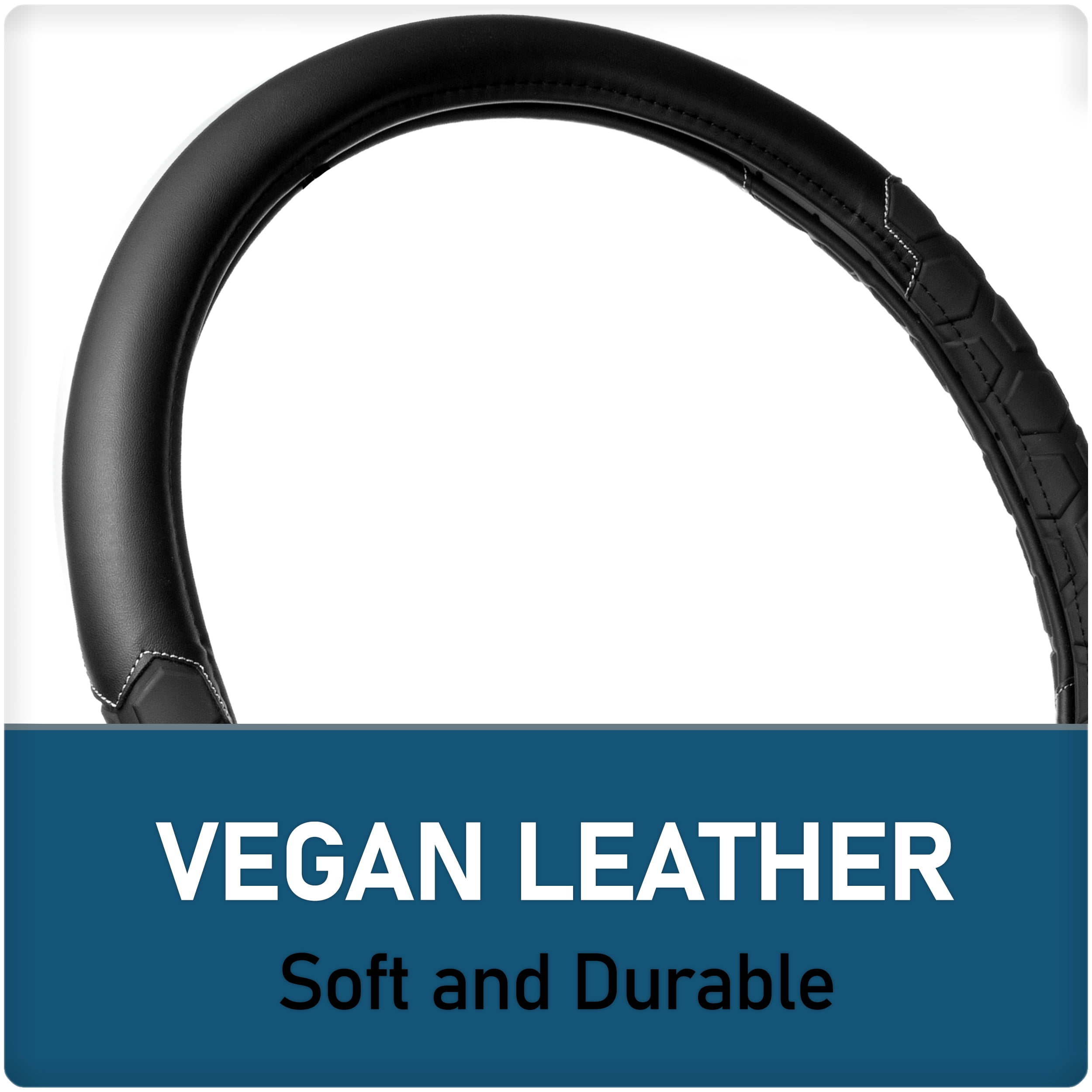 Truck Tuff Black Heavy-Duty Steering Wheel Cover, Anti Slip & Odor Free, Car, SUV Accessories, Universal Fit 15” – 16”, Auto, 0.82 lbs.