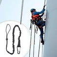 thumbnail image 1 of twisto Tether Lanyard with Carabiner Tool Bungee Fall Protection Adjustable Loop End Reflective Climbing Leash designed using polyester suitable for construction working at height roofing Black, 1 of 8