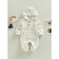thumbnail image 3 of Fortune Unisex Baby Knitted Romper Infant Long Sleeve Solid Color Hooded Jumpsuit, 3 of 9