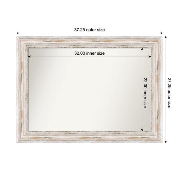 Amanti Art Custom Wall and Bathroom Mirror (27.25 x 37.25 in.), Alexandria White Wash Frame