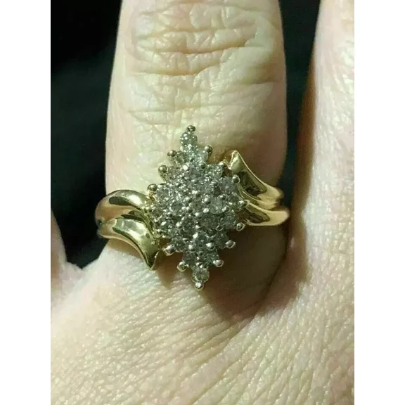 2.00Ct Lab Created Diamond Cluster Engagement Ring 14k Yellow Gold Plated Silver