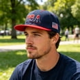 thumbnail image 5 of USA Flag Embroidered Flat Brim Baseball Cap, Unisex Hip‑Hop Snapback Sun Hat For Street Dancing Casual Wear, 5 of 8