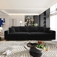 thumbnail image 2 of 102.4" Sectional Couch Modular Cloud Sofa Plush Corduroy Convertible Lounge Couches Oversized 4 Seat Comfy Sofa Deep Seat with 6 Pillows Solid Wood Frame for Living Room Reception Room Office, Black, 2 of 13