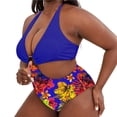 thumbnail image 5 of Guiexla Bikini Deep V Neck High Elasticity Splicing One Piece Floral Print Summer Women Swimsuit for Pool Party, 5 of 8