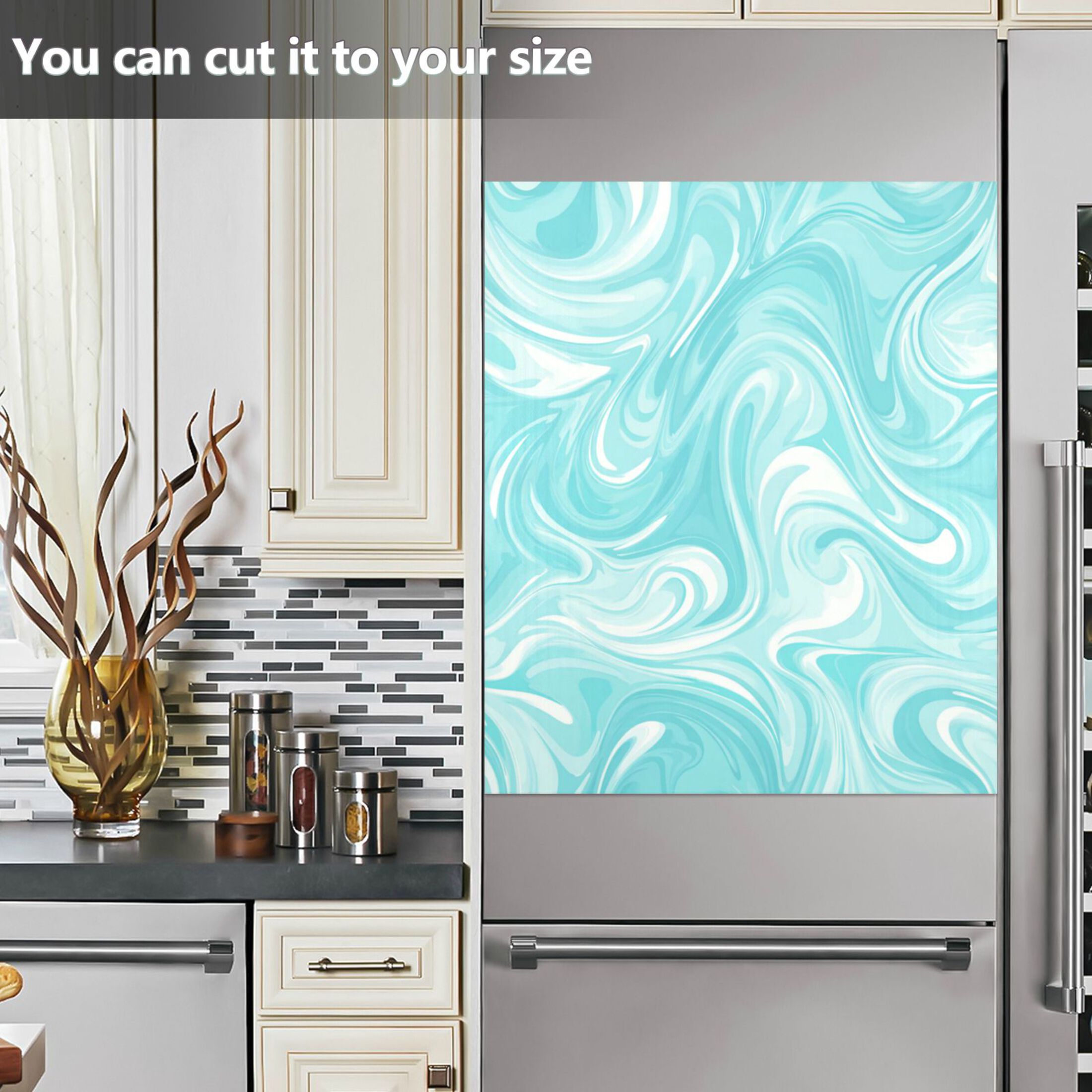 Dishwasher Magnetic Refrigerator Magnet Cover Sticker Home Decorative 23"x26" Light Blue Smooth Lines