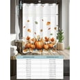 thumbnail image 6 of No Hook Cloth Fabric Shower Curtain with Snap in Liner, Orange Pumpkin Fall Waterproof Shower Curtains Set with See Through Top Window, Thanksgiving Maple Leave Autumn Bath Curtains Shower 54"x78", 6 of 6