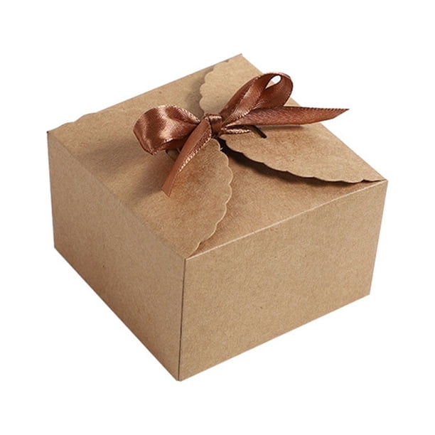 Wosthever Caja de regalo de 12 uds, cajas de cartón plegables cuadradas de gran capacidad, cajas pequeñas con lazo, soporte de joyería de Almacenamiento y organización del hogar Marrón