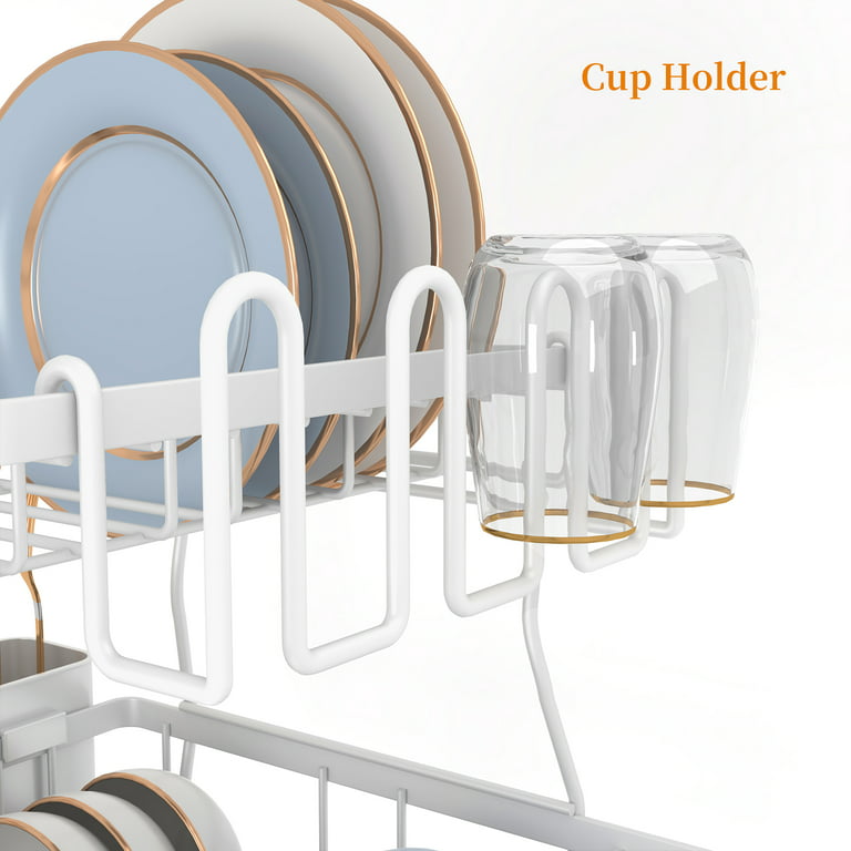 Wahopy Extra Large Dish Drying Rack - 2 Tier Dish Drying Rack with