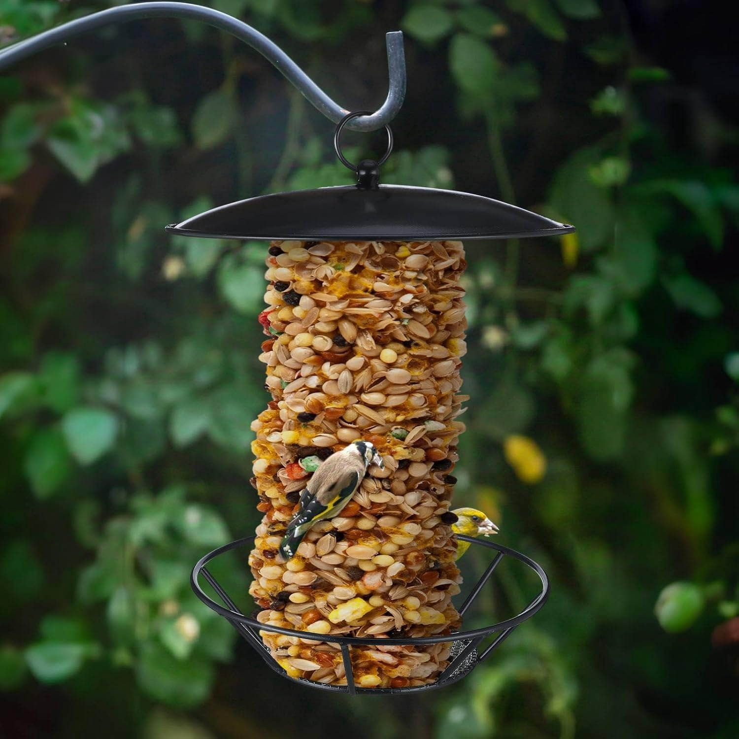 TAVENE Outdoor Garden Backyard Wild Birdfeeding Bird Feeders for Outdoors, 1 Pack Cylinder S-6-2 Seed Cake Feeder Metal Suet Cake Holder