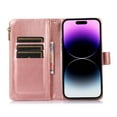 thumbnail image 5 of Nalacover Case for iPhone 15 Pro Max Zipper Wallet Case with 9 Card Slots, Premium PU Leather Wrist Strap Handbag Flip Cover with Kickstand Magnetic Clasp Soft TPU Shockproof Case, Rosegold, 5 of 6