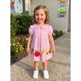 thumbnail image 4 of Cjfdfy Toddler Baby Girl Back to School Dress Kindergarten Outfit Kids Baby Girls First Day of School Outfit Summer Fall Apple School Bus Embroidered Short Sleeve Doll Collar Plaid Pleated Dress, 4 of 9