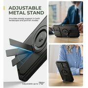 Dexnor for iPhone 15 Pro Max Case with Slide Camera Cover & Adjustable Kickstand & Built-in Screen Protector,Compatible with MagSafe Shockproof Bumper Heavy-Duty Magnetic Protective Cover,Black