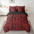 thumbnail image 2 of Black Red Bow Knot Comforter Set 7 Piece Bed in a Bag Twin,Antique Victorian Damask Bedding Set,Bow Knot Comforter and Sheet Set Vintage Floral Gothic Bed Set,Exotic Baroque Flowers Bohemian Decor, 2 of 5