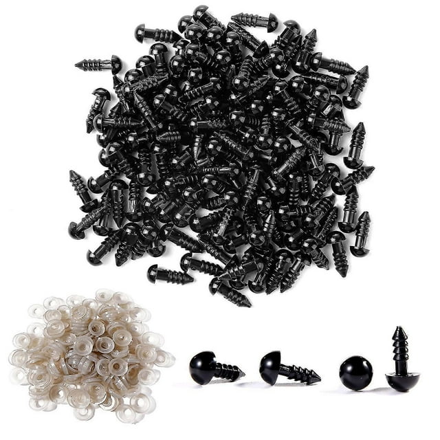 100pcs Safety Eyes 6/8mm Plastic Black Craft Eyes Teddy Bear Eyes With Washers