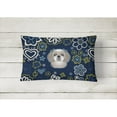 thumbnail image 2 of Carolines Treasures BB5101PW1216 Blue Flowers Gray Silver Shih Tzu Canvas Fabric Decorative Pillow, 2 of 3