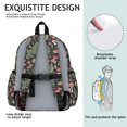 thumbnail image 5 of Mushroom and Fern Black Pattern Backpack for School, Cute School Bag with Adjustable Shoulder Straps and Padded Back, 13.4"x11"x4.7", 5 of 5